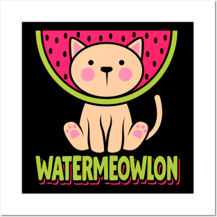 Watermelon cat Posters and Art